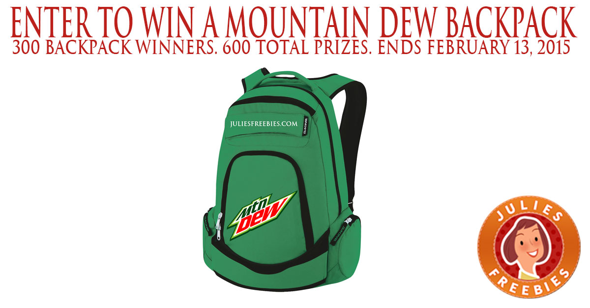 Doodskaak Inschrijven Adviseren Enter to Win a Mountain Dew Backpack - 300 winners - Julie's Freebies