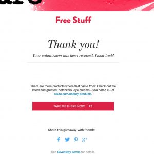 Allure Confirmation Page