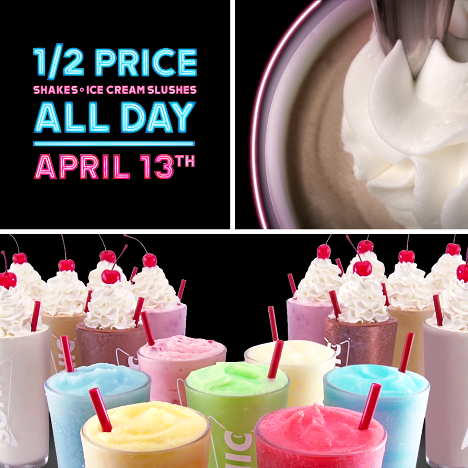 Half Price Shakes and Slushes at Sonic Julie's Freebies