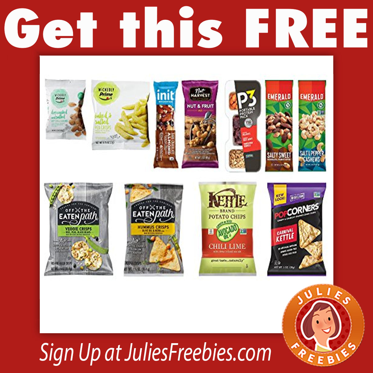Free Snack Sample Box on Amazon (after credit) Julie's Freebies