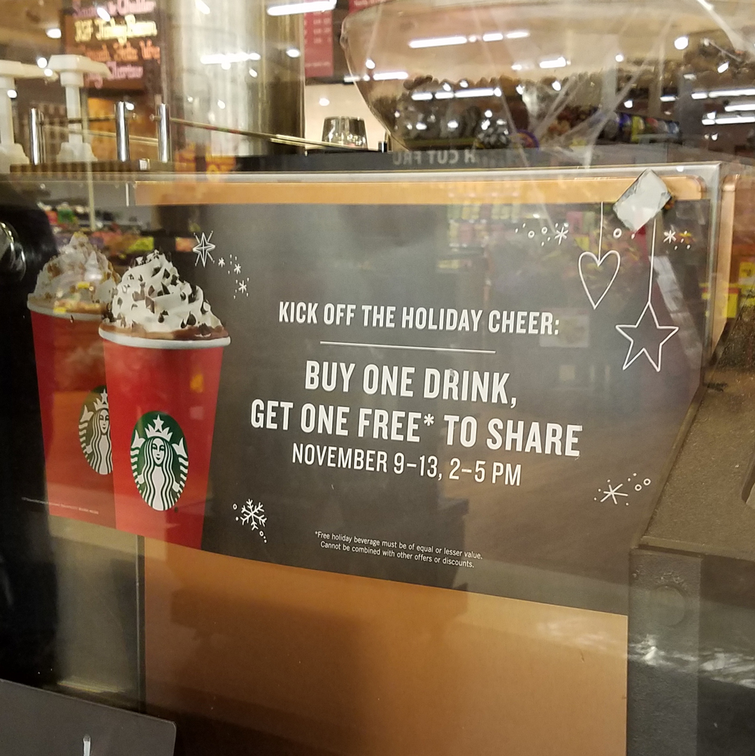 Buy One Drink, Get one FREE at Starbucks Nov 913 Julie's Freebies
