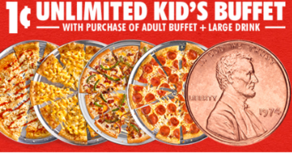 Cici's 1¢ Kid’s Buffet with purchase of Adult Buffet & Large Drink (May