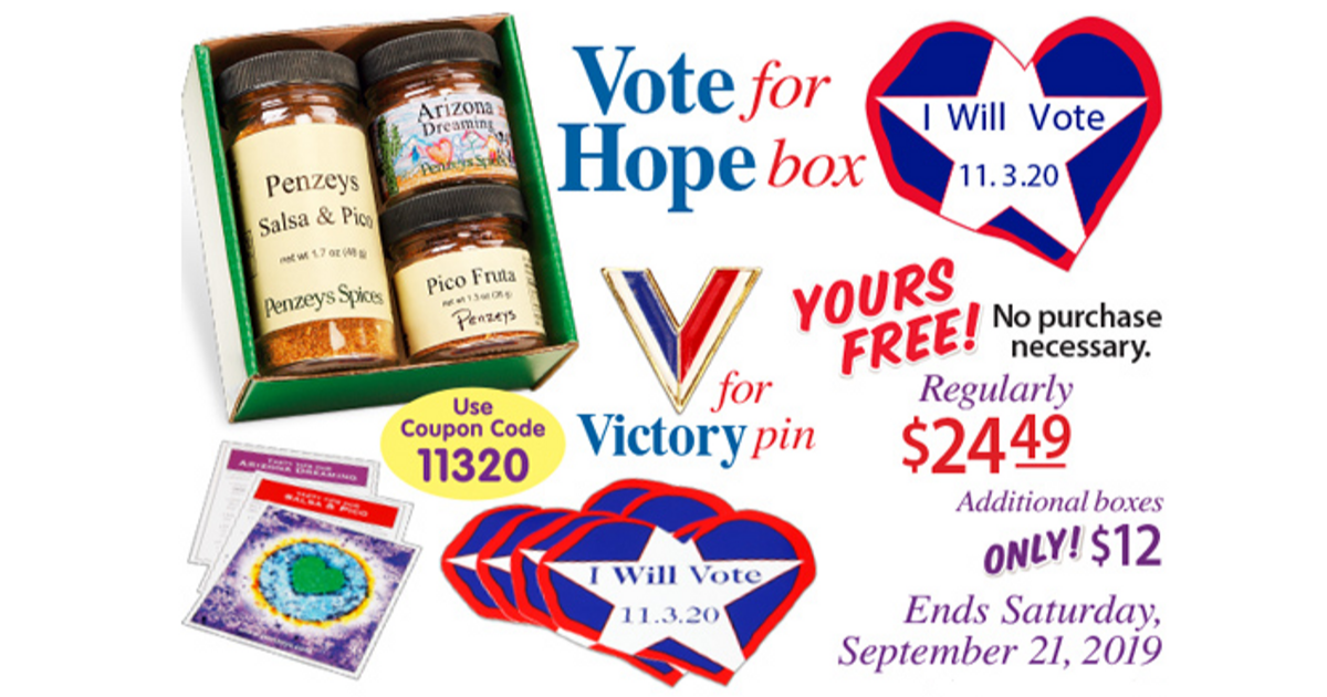 Free Penzeys Vote for Hope Box Julie's Freebies