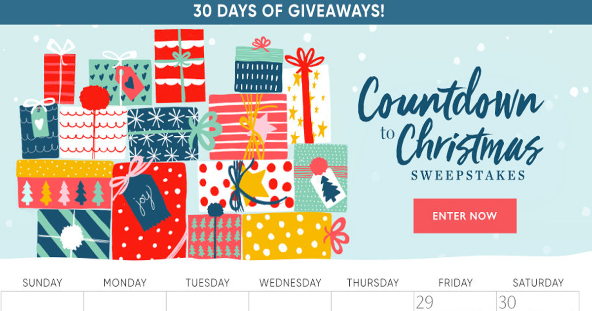 Countdown to Christmas Sweepstakes Julie's Freebies