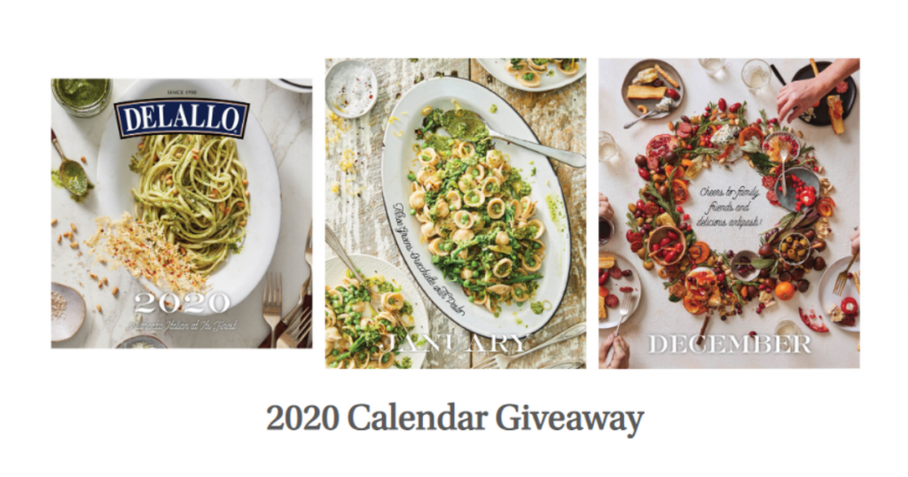 FREE 2020 Delallo Calendar Giveaway Julie's Freebies