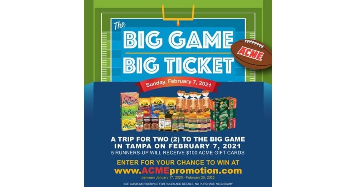 Acme Big Game Big Ticket Sweepstakes (Select States) Julie's Freebies
