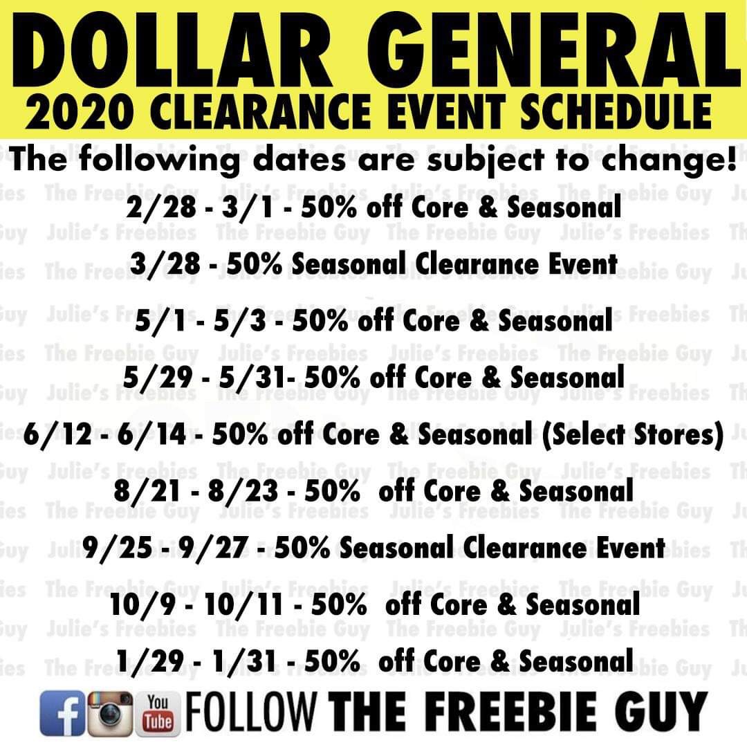Dollar General Clearance Event Schedule for 2020! - Julie's Freebies