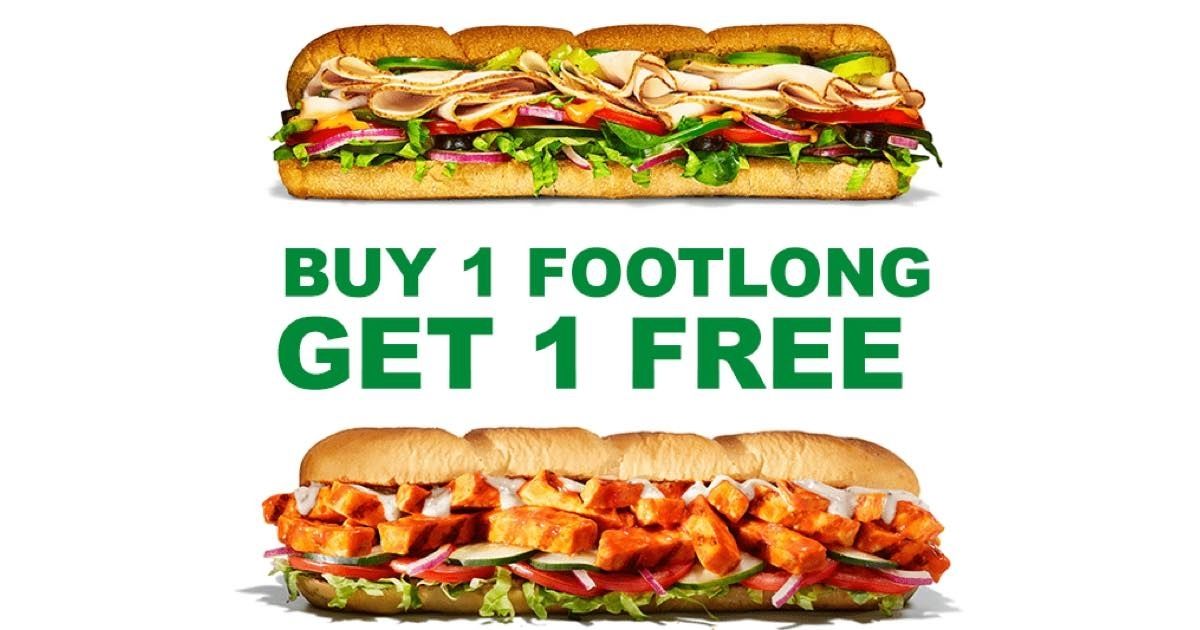 Buy One Get One FREE Subway Footlongs! Julie's Freebies