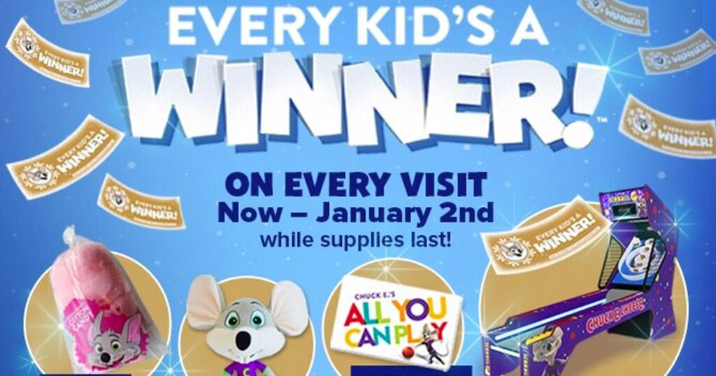 The Chuck E. Cheese Every Kid is a Winner Promotion - Julie's Freebies