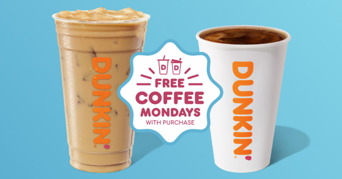 Free Coffee at Dunkin' Donuts Every Monday in May Julie's Freebies